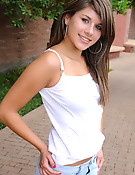 Very cute Shyla flashes her perky tits out in public