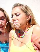 Allie gets her faced covered in cum!